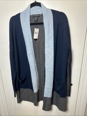 Sportscraft Colorblock Open-Front Cardigan - Navy, Light Blue & Gray (26)